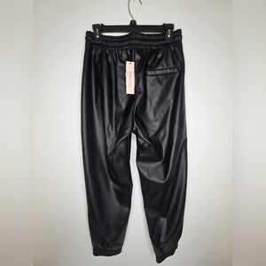 BCBGeneration Size M Black Faux Leather Joggers Pants